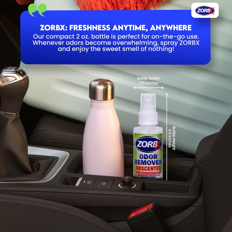 ZORBX Unscented Odor Eliminator for Strong Odor 2 Fl Oz, Pack of 1 - Used in Hospitals & Healthcare Facilities - Advanced Formula, Fast-Acting Odor Remover Spray for Dog, Cat, House & Carpet - Image 5